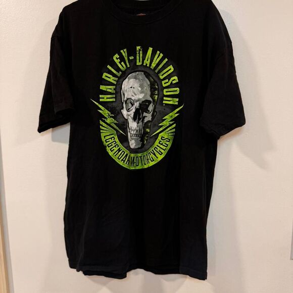 Harley Davidson black cotton t-shirt with skull design Cherokee Large Biker - Picture 3 of 8